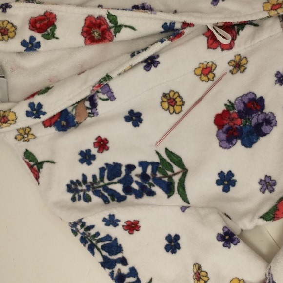 Bright Floral Turkish Cotton Terry Robe Flower on White Soft Quality Wrap Spa lk - Picture 13 of 13